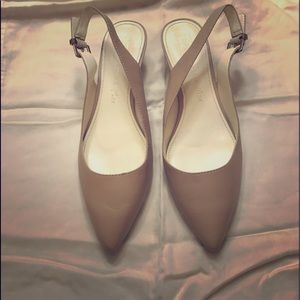 Tan leather sling back shoes size 10.5